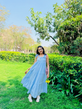 Azure Breeze Tiered Cotton Maxi Dress