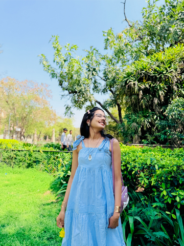 Azure Breeze Tiered Cotton Maxi Dress