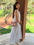 Azure Breeze Tiered Cotton Maxi Dress