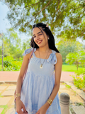 Azure Breeze Tiered Cotton Maxi Dress