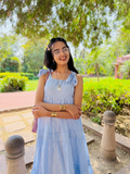 Azure Breeze Tiered Cotton Maxi Dress