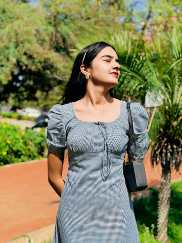 Pebble Check Cotton Midi Dress