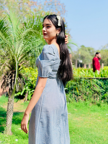 Pebble Check Cotton Midi Dress