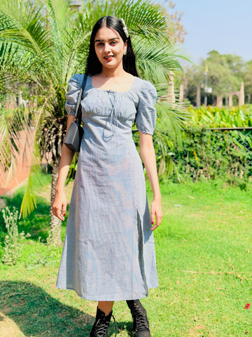 Pebble Check Cotton Midi Dress
