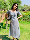 Pebble Check Cotton Midi Dress