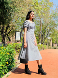 Pebble Check Cotton Midi Dress
