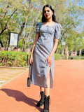 Pebble Check Cotton Midi Dress