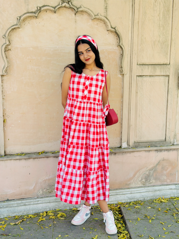 Ruby Picnic Tiered Cotton Dress