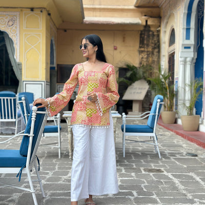 Amber Mosaic Print Kurti – Cotton, Back Dori