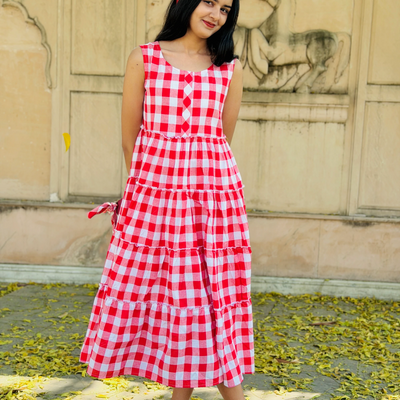 Ruby Picnic Tiered Cotton Dress
