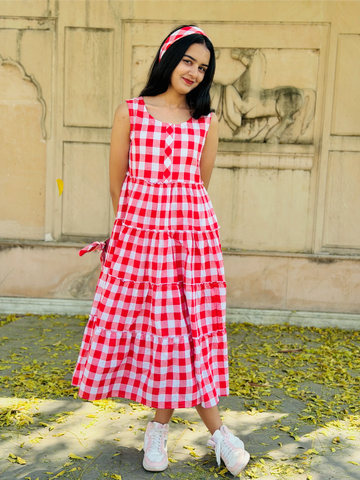 Ruby Picnic Tiered Cotton Dress