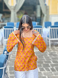 Mustard Buti Cotton Kurti – Back Dori