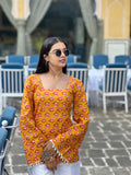 Mustard Buti Cotton Kurti – Back Dori