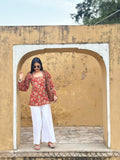 Deep Red Floral Cotton Kurti – Back Dori