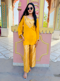 Saffron Bloom Palazzo Kurta Set