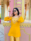 Saffron Bloom Palazzo Kurta Set
