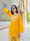 Saffron Bloom Palazzo Kurta Set