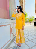 Saffron Bloom Palazzo Kurta Set