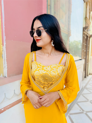 Saffron Bloom Palazzo Kurta Set