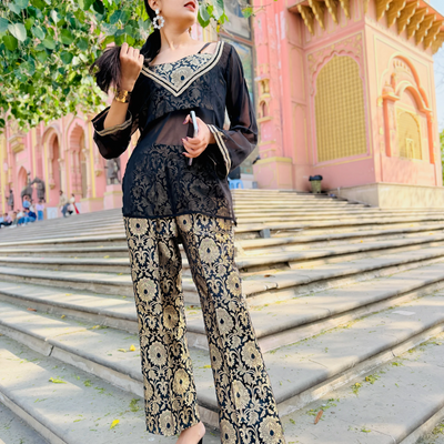 Noir Heritage Palazzo Kurta Set