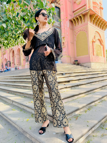 Noir Heritage Palazzo Kurta Set