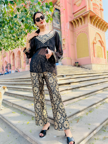 Noir Heritage Palazzo Kurta Set