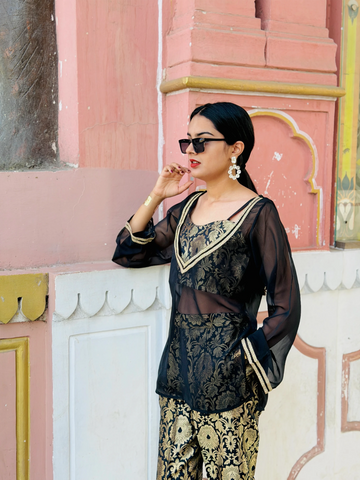 Noir Heritage Palazzo Kurta Set