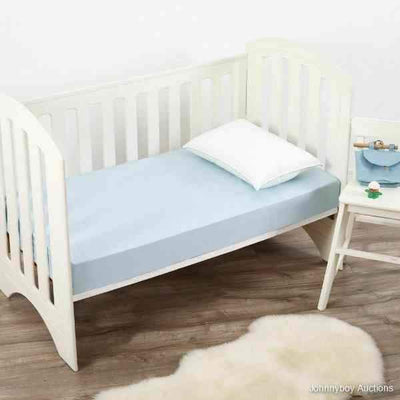 Dreamaker Luxurious Cot Fitted Sheet Baby Blue Grid Cot Standard RRP $39.95