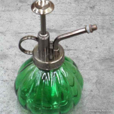 Green Glass Bottle and Sprinkler Head