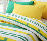 Printed Quilt Cover Set Green & Gold Queen
