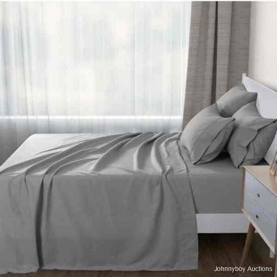 Dreamaker 1000Tc Ultra Soft Flat Sheet Bed Microfibre Slate King Bed