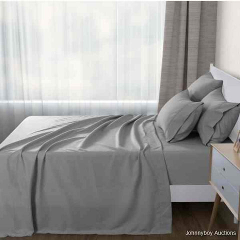 Dreamaker 1000Tc Ultra Soft Flat Sheet Bed Microfibre Slate King Bed