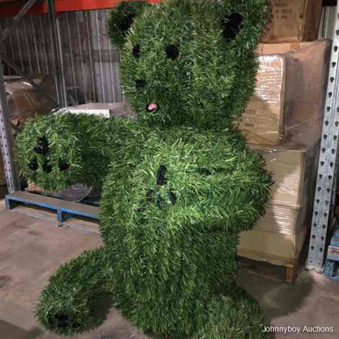 Very Large Teddy Bear Steel Framed Topiary Synthetic Green Grass Sculpture