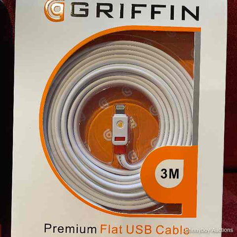 2 x Premium Griffin 3 Metre Charging Cables to suit Apple Phones