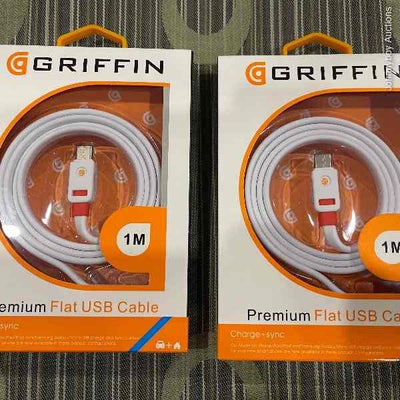 2 x Premium Griffin 1 Metre Charging Cables to suit Smartphones TypeC