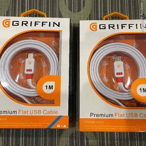 2 x Premium Griffin 1 Metre Charging Cables to suit Smartphones TypeC